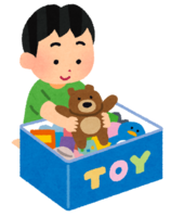 Child cleaning up toys