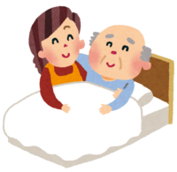 介護(ベッドに寝るおじいさん)