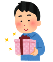 プレゼント箱を持つ人(男性)