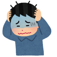 Person who is worried about holding his head (male)
