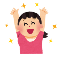 バンザイをしている女の子