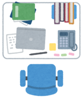 上から見た会社のデスク