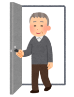 ドアから出てくる人(おじいさん)
