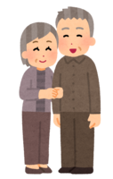 Couple (elderly) who cross their arms together