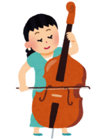 コトラバスを弾く女性(オーケストラ)