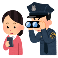 一般市民の携帯電話を覗く警察官