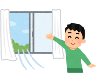 換気をしているイラスト(男性)