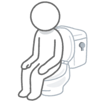 A person who sits in the toilet and adds something (stick man)