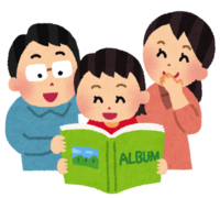 Family watching the album