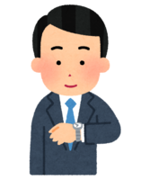 腕時計を確認する会社員(男性)