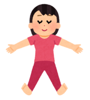 大の字で寝る人(女性)