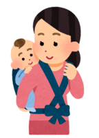 おんぶ紐を使うお母さん