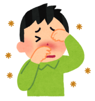 揉眼睛和鼻子的人(花粉症)