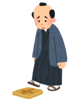 踏み絵を踏んでいる男性