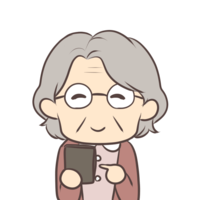 Grandma touching the smartphone
