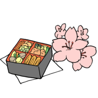 重箱と桜