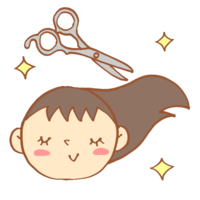 Hairdresser's scissors and long-haired woman