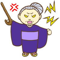 Grandma with a cane (anger)