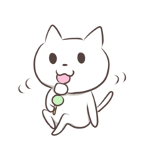 Cat eating dango