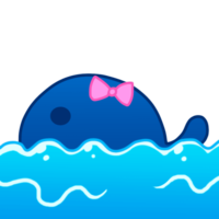Whale with ribbon