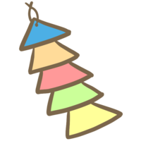 Triangular colored paper decoration