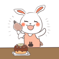 Rabbit that succeeds in making cake