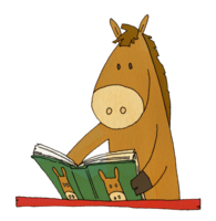 本を読む馬