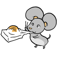 Mouse eating rice cake