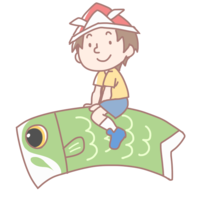 Boy riding a carp