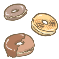Three chocolate donuts