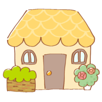 Cute house with a yellow roof