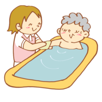 お風呂介助をする女性介護士