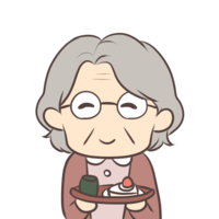Grandma giving tea confectionery