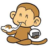 お餅を食べる猿