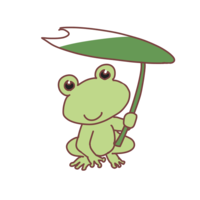 カエルと蓮の傘