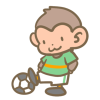 サッカーをする猿(緑)