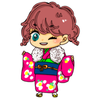 Girl in a pink kimono