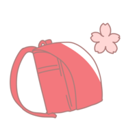school bag and cherry blossoms