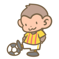 サッカーをする猿(黄色)