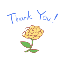 "谢谢你"文字和黄色玫瑰