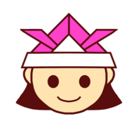 Girl wearing an origami helmet