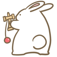 Rabbit playing kendama