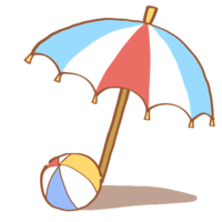 Beach umbrellas and beach balls