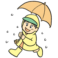 傘をさしている男の子