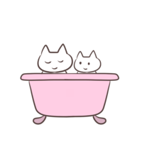 Parent and child of cats used in bathtub