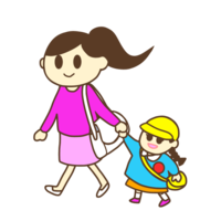 To mom and kindergarten-pick up mom (girl)