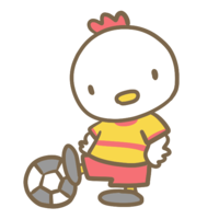 サッカーをする鶏(黄色)