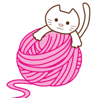 Yarn ball and cat