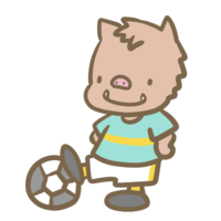 Wild boar playing soccer (light blue)