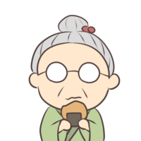 Grandma eating rice crackers